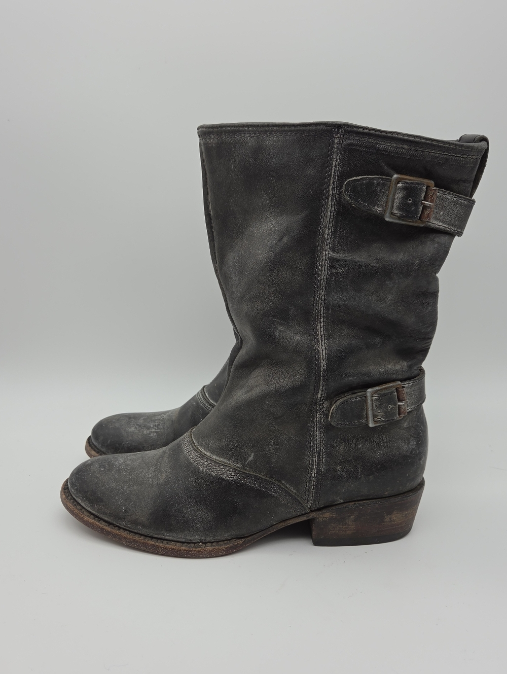 Freebird Distressed Leather Buckle Western Biker‎ Boots